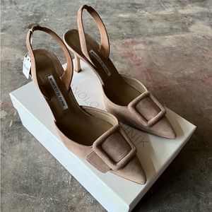 Manolo blahnik suede slingback heels